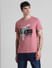 Pink Graphic Print Crew Neck T-shirt_413138+2
