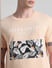 Peach Tropical Print Crew Neck T-shirt_413139+5