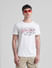 White Logo Print Crew Neck T-shirt_413140+1