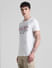 White Logo Print Crew Neck T-shirt_413140+3