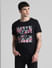 Black Tropical Print Crew Neck T-shirt_413141+2