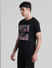 Black Tropical Print Crew Neck T-shirt_413141+3
