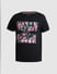 Black Tropical Print Crew Neck T-shirt_413141+7