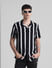 Black Striped Short Sleeves Shirt_413144+1
