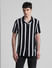 Black Striped Short Sleeves Shirt_413144+2