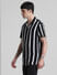 Black Striped Short Sleeves Shirt_413144+3