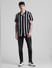 Black Striped Short Sleeves Shirt_413144+6