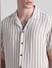 Beige Striped Short Sleeves Shirt_413145+5