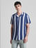 Blue Striped Short Sleeves Shirt_413146+2