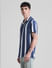 Blue Striped Short Sleeves Shirt_413146+3