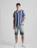 Blue Striped Short Sleeves Shirt_413146+6