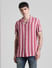 Pink Striped Short Sleeves Shirt_413147+2