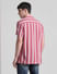 Pink Striped Short Sleeves Shirt_413147+4