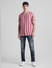 Pink Striped Short Sleeves Shirt_413147+6