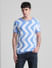 Blue Printed Jacquard Knit T-shirt_413150+2