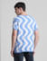 Blue Printed Jacquard Knit T-shirt_413150+4