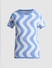 Blue Printed Jacquard Knit T-shirt_413150+7