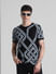 Black Printed Jacquard Knit T-shirt_413151+1