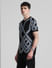 Black Printed Jacquard Knit Pullover_413151+3