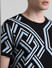 Black Printed Jacquard Knit T-shirt_413151+5