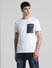 White Pocket Detail Crew Neck T-shirt_413152+2