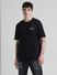 Black Printed Oversized Crew Neck T-shirt_413158+2