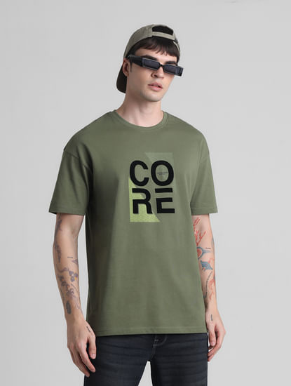 Green Printed Oversized Crew Neck T-shirt