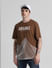 Brown Printed Oversized Crew Neck T-shirt_413162+1