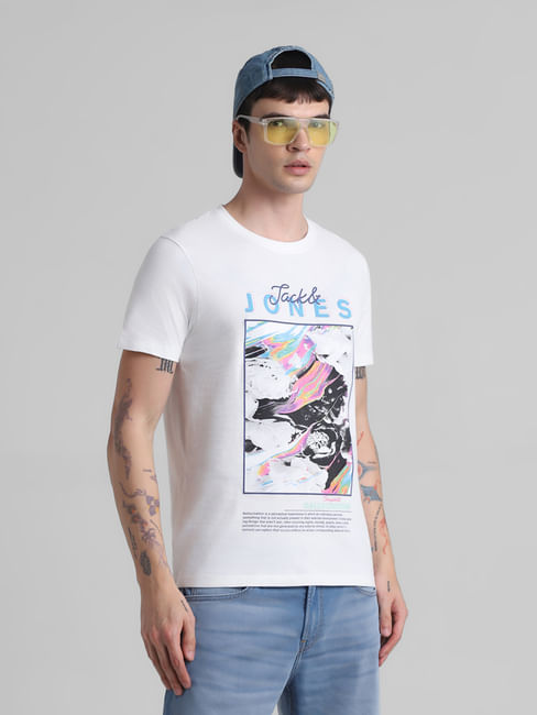 White Printed Crew Neck T-shirt
