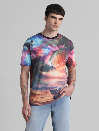 Multi-Colour Printed Oversized T-shirt