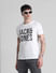White Logo Print Crew Neck T-shirt_413170+1
