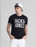 Black Logo Print Crew Neck T-shirt_413171+1