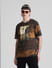 Brown Printed Oversized Crew Neck T-shirt_413184+1