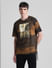 Brown Printed Oversized Crew Neck T-shirt_413184+2