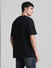 Black Applique Print Oversized Crew Neck T-shirt_413186+4