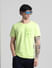 Green Applique Print Crew Neck T-shirt_413189+1