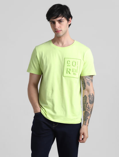 Green Applique Print Crew Neck T-shirt