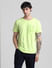 Green Applique Print Crew Neck T-shirt_413189+2