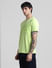 Green Applique Print Crew Neck T-shirt_413189+3