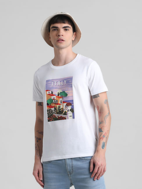 White Italy Print T-shirt