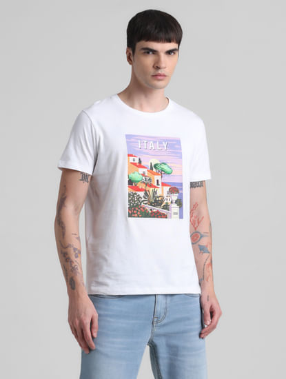 White Italy Print T-shirt