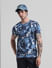 Blue Printed Crew Neck T-shirt_413194+1