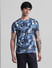Blue Printed Crew Neck T-shirt_413194+2