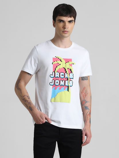 White Graphic Print T-shirt
