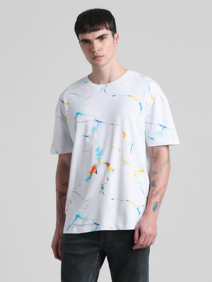 White Smudge Paint Oversized T-shirt
