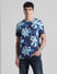 Blue Floral Crew Neck T-shirt_413200+2