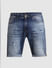 Blue Low Rise Distressed Denim Shorts_413203+6