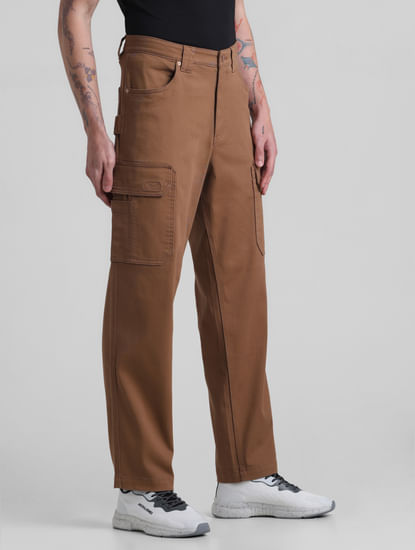 Brown Mid Rise Cargo Pants