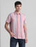 Pink Striped Short Sleeves Shirt_413211+2