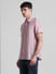 Pink Striped Short Sleeves Shirt_413211+3
